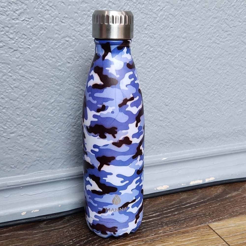 Manna Blue Black Camo Stainless Steel Water Bottle
